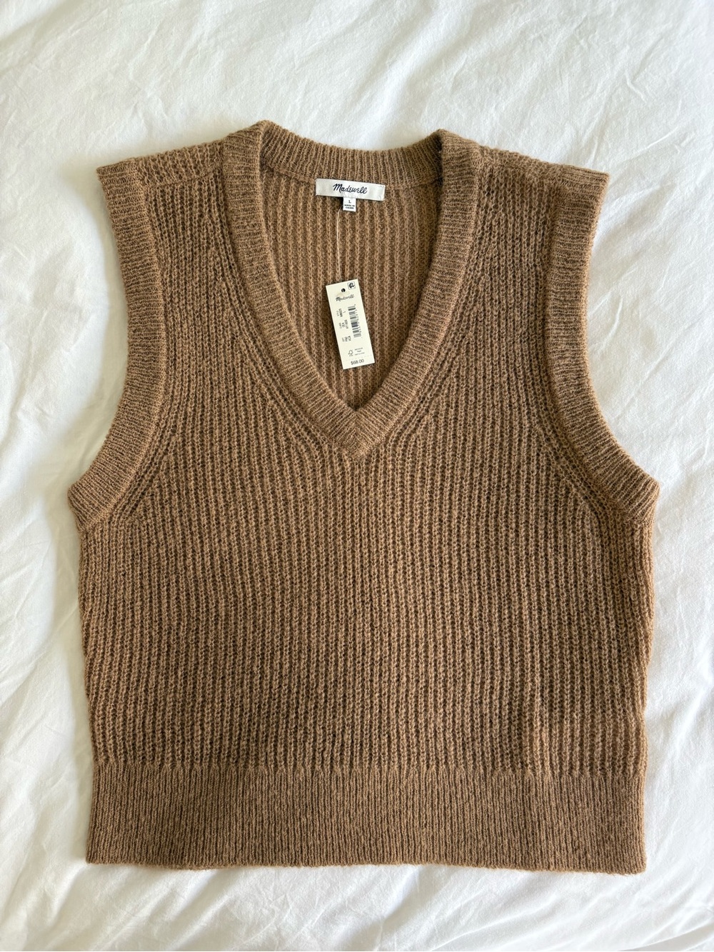 Madewell Taupe Brown V-Neck Knit Sweater Vest